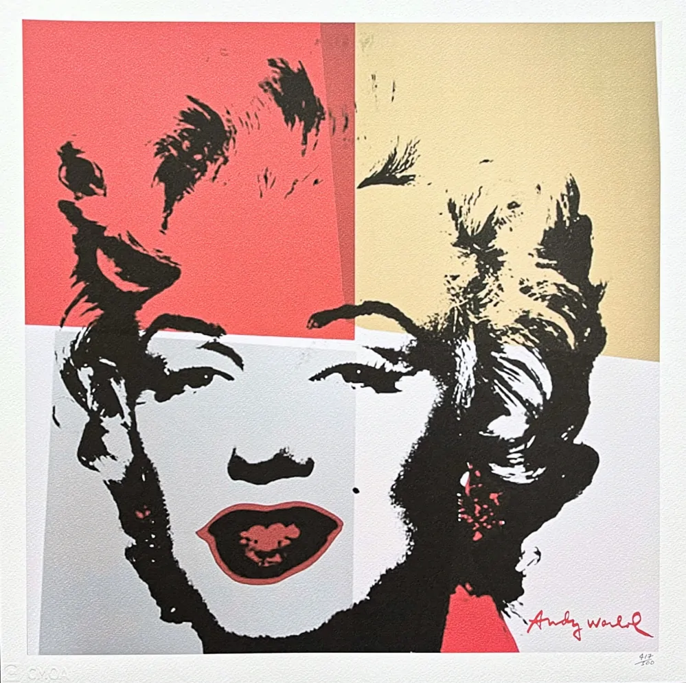 Andy Warhol - Marilyn Monroe ve čtvercích 417/500 - signováno, 50x50cm, limitovaná edice CMOA s certifikátem
