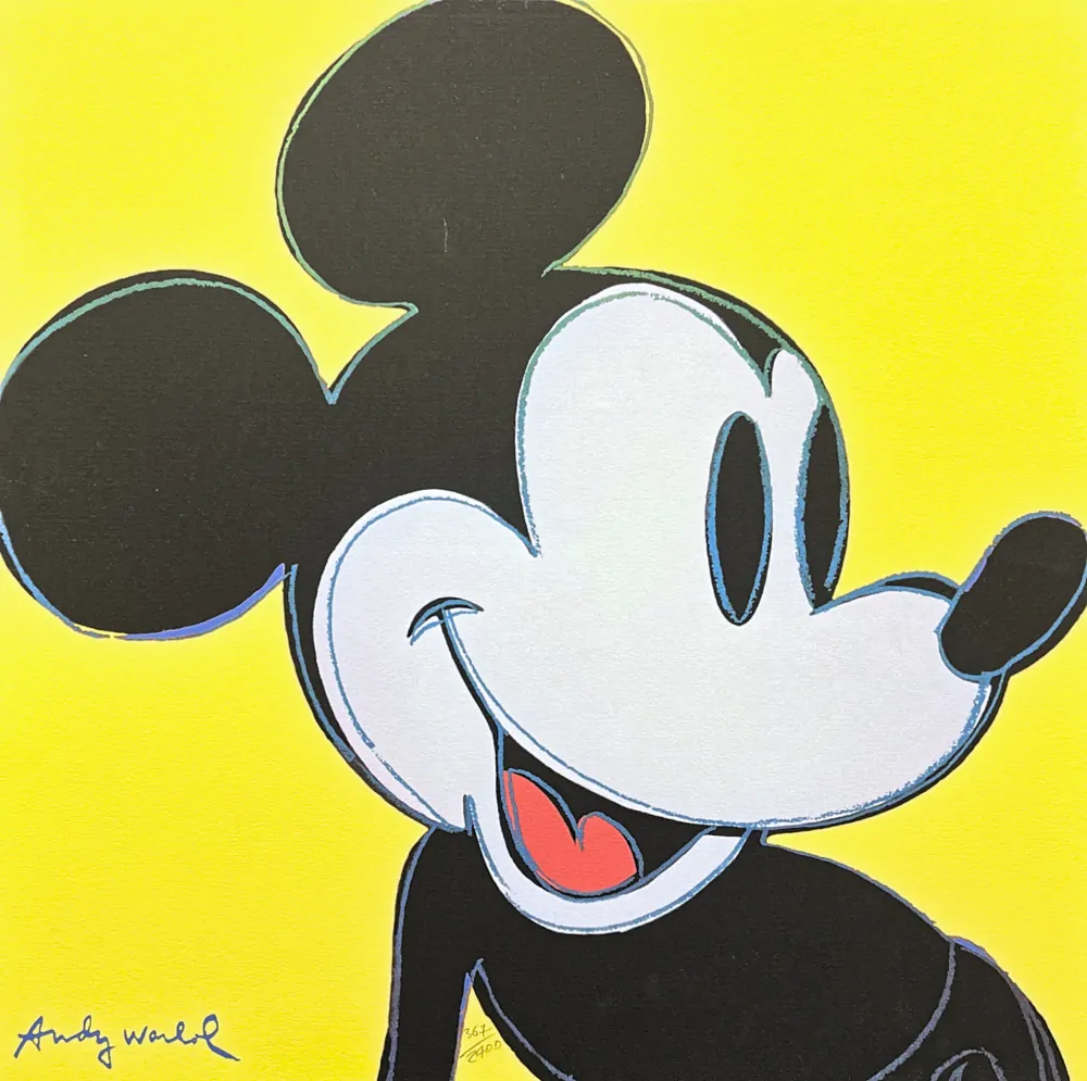Andy Warhol - Mickey Mouse žlutý 367/2400 - 60x60 cm, limitovaná edice CMOA s certifikátem