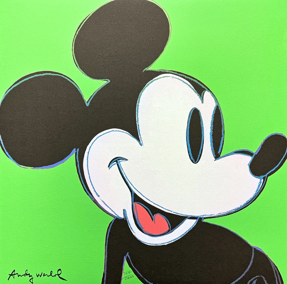 Andy Warhol - Mickey Mouse zelený 364/2400 - 60x60cm, limitovná edice CMOA s certifikátem