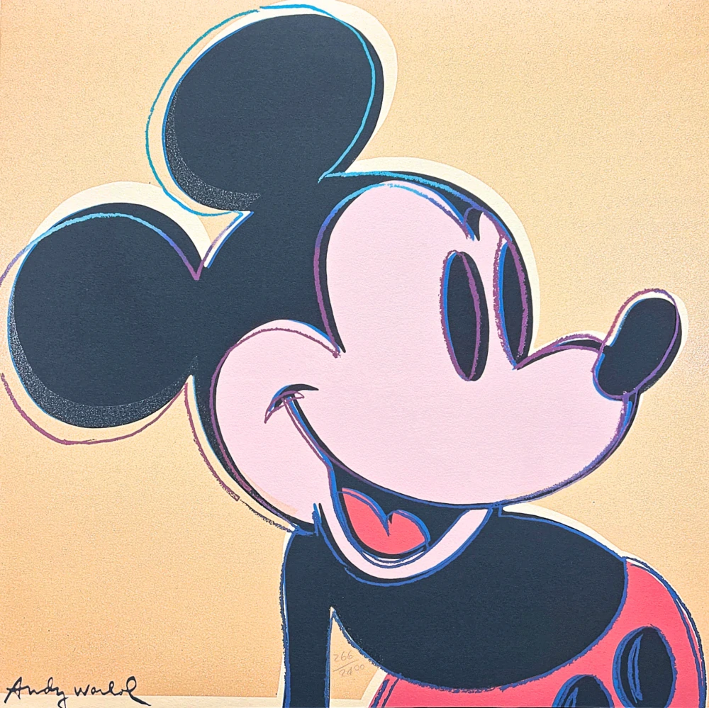 Andy Warhol - Mickey Mouse hnědo-zlatý 266/2400 - 60x60cm, limitovaná edice CMOA a certifikátem