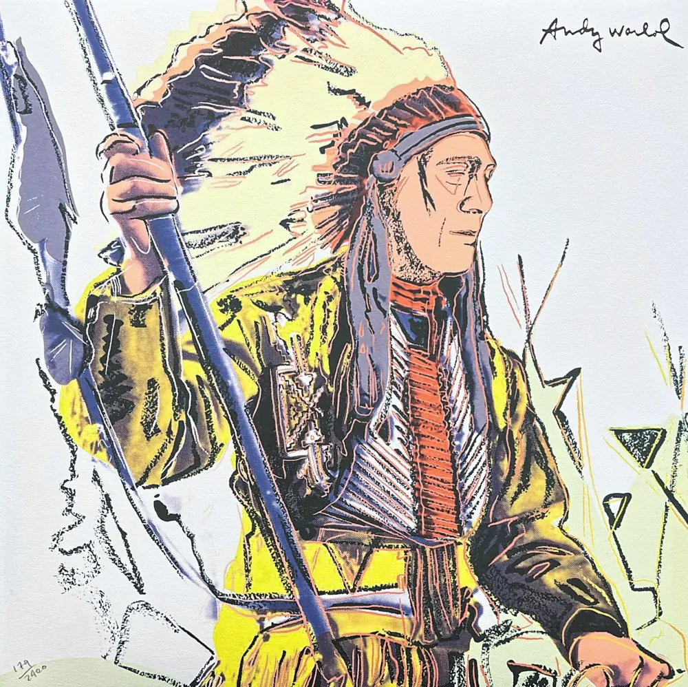 Andy Warhol - War Bonnet Indian x/2400 - 60x60cm, limitovaná edice CMOA s certifikátem