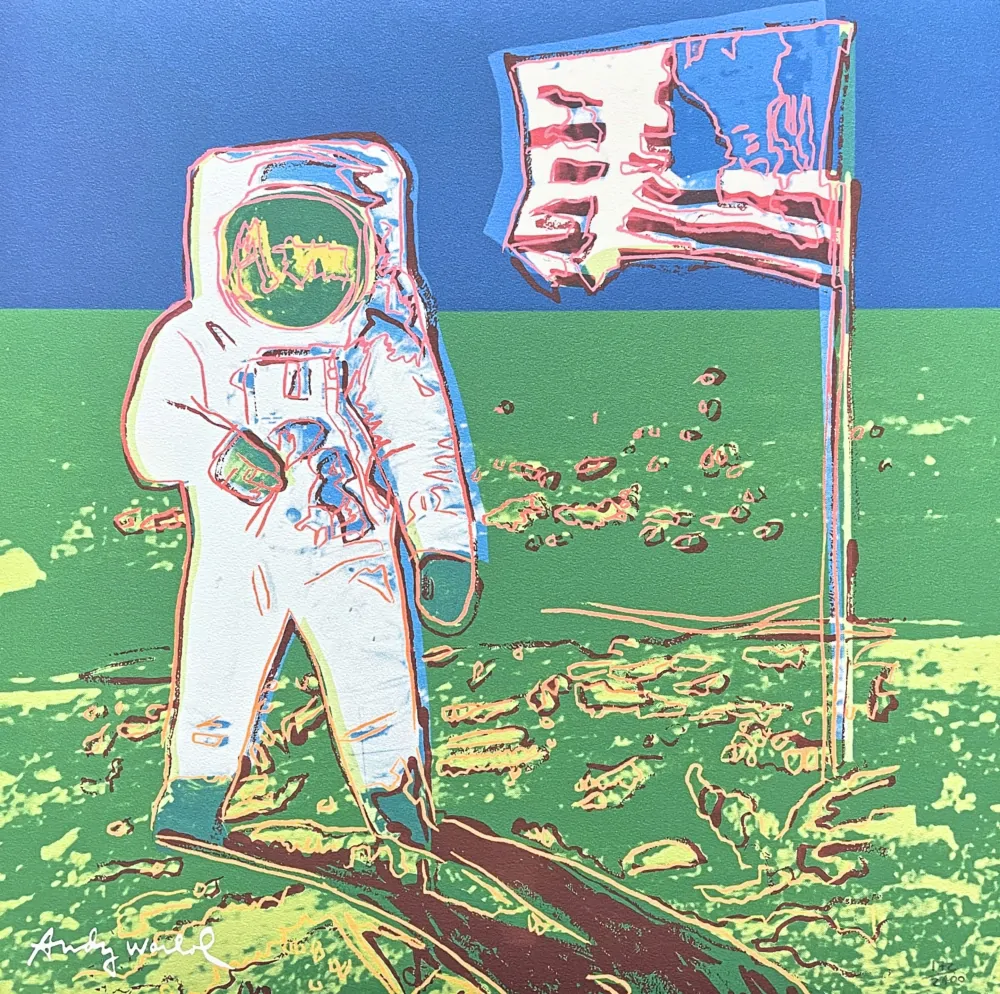Andy Warhol - Moonwalk modro-zelený x/2400 - 60x60cm, limitovaná edice CMOA s certifikátem