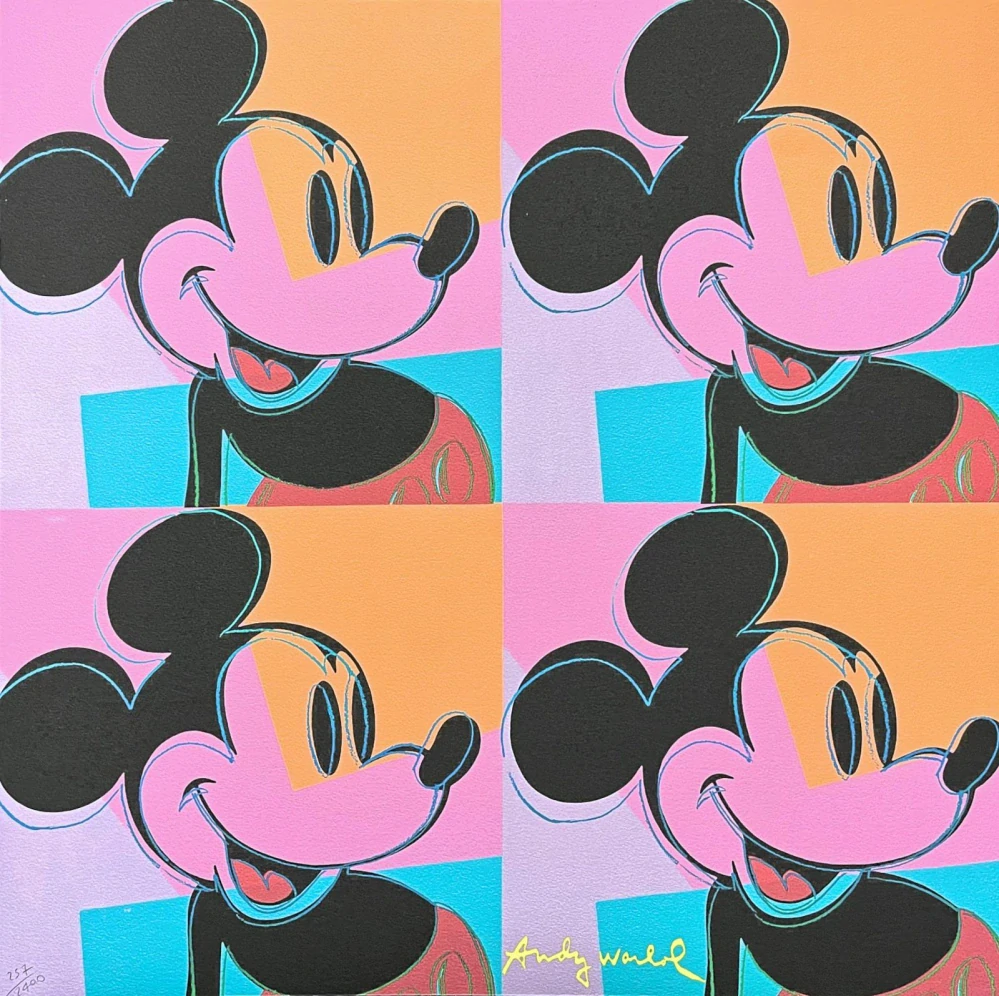 Andy Warhol - 4x Mickey Mouse x/2400 - 60x60cm, limitovaná edice CMOA s certifikátem