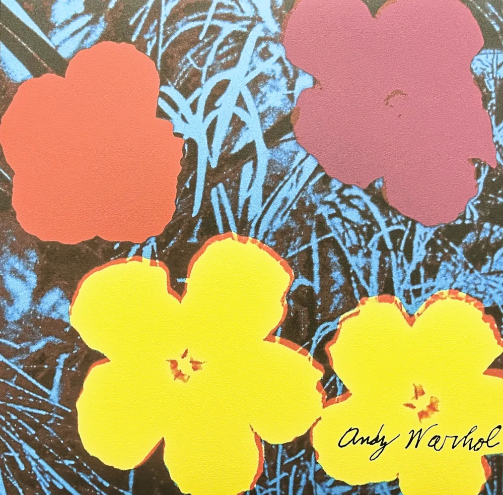 Andy Warhol - Flowers fialovo-žluté x/2400 - 60x60cm, limitovaná edice CMOA s certifikátem