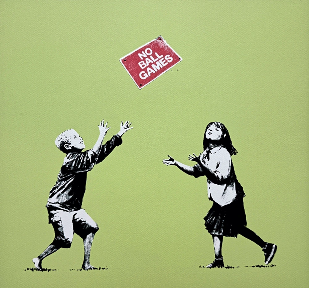 Banksy - No ball games 148/150 - číslovaná edice s certifikátem, 70x50cm