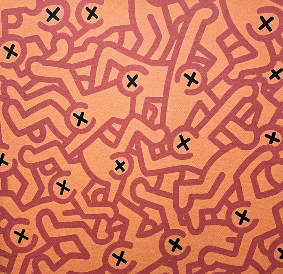 Keith Haring - Untitled orange 70/150 - signováno, limitovaná edice s certifikátem, 50x70 cm