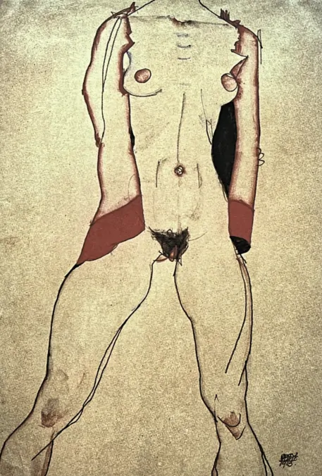 Egon Schiele - Weiblicher Torso 180/200 - limitovaná edice, s certifikátem, 50x70 cm