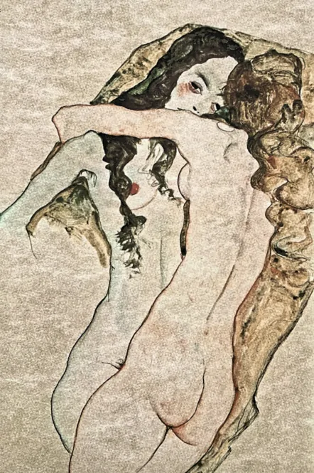 Egon Schiele - Two Women Embracing x/200 - limitovaná edice, s certifikátem, 50x70 cm