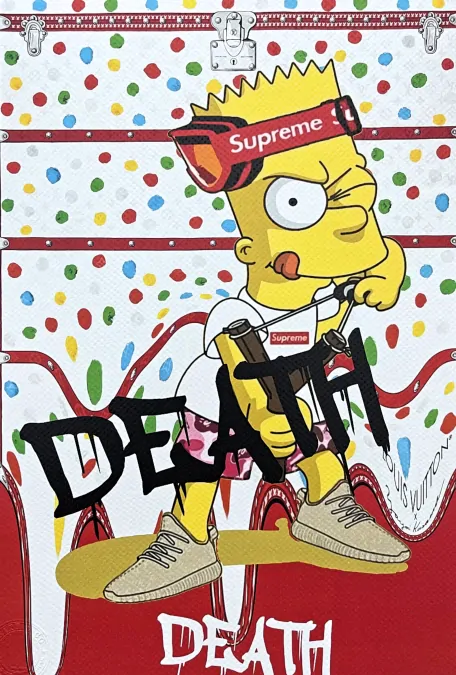 Death NYC - Bart Simpson a Supreme - limitovaná edice s certifikátem, 32x45cm