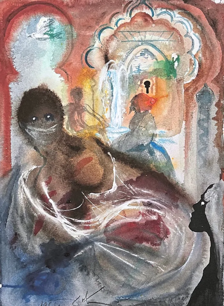 Salvador Dalí - Esclave voilée et homme avec coiffe rouge - signováno, limitovaná edice, 50x66cm