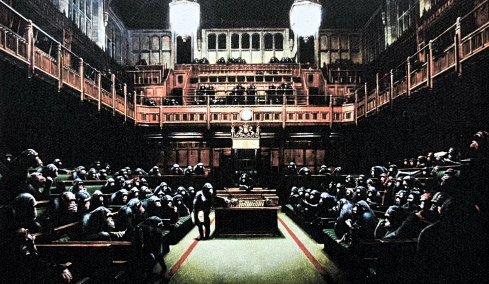 Banksy - Devolved Parliament 139/150 - číslovaná edice s certifikátem, 70x50cm