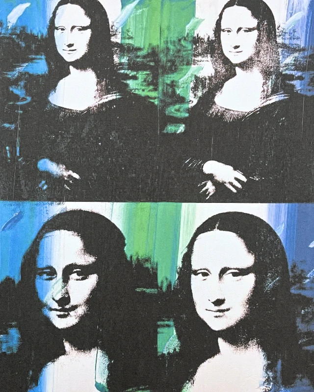 Andy Warhol - Mona Lisa zeleno-modrá x/100 - edice Leo Castelli s certifikátem