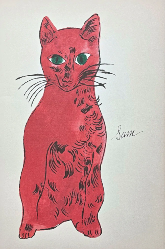 Andy Warhol - Cat Sam červený 63/100 - edice Leo Castelli s certifikátem