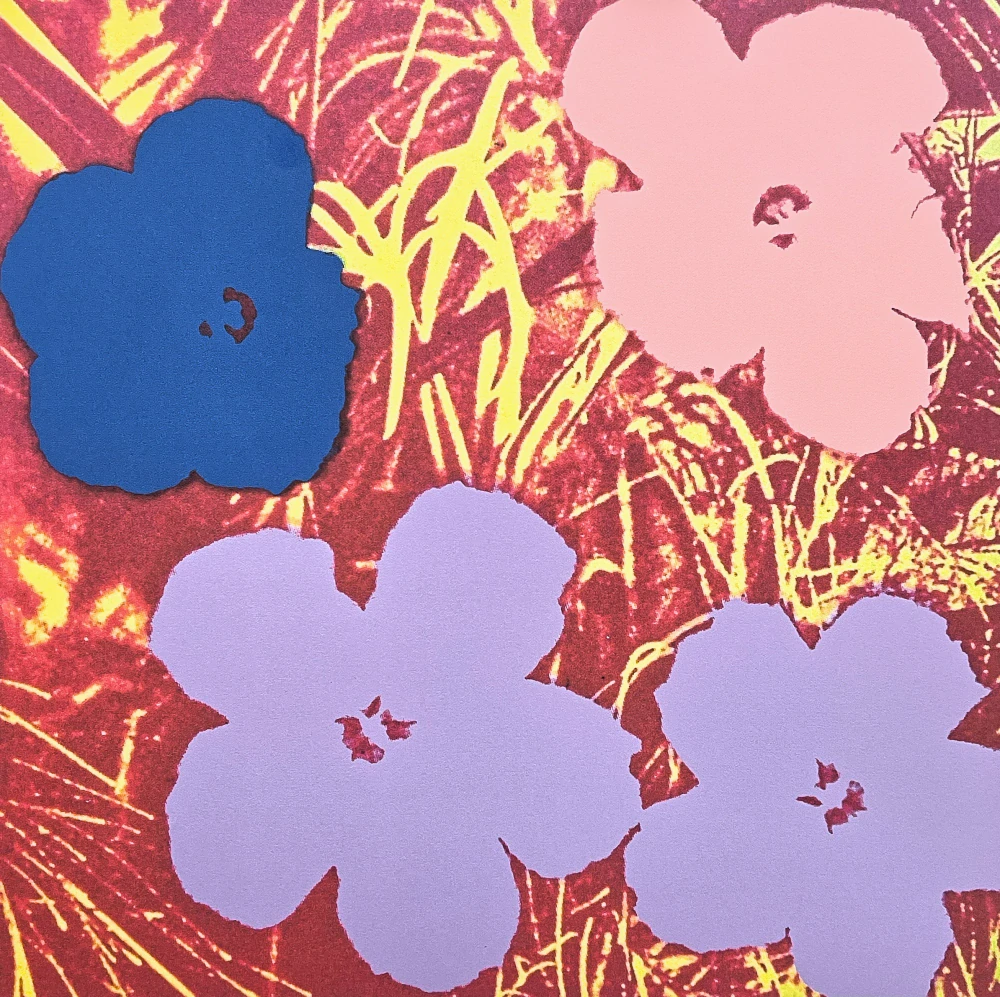 Andy Warhol - Flowers modro-růžové 30/100 - edice Leo Castelli s certifikátem