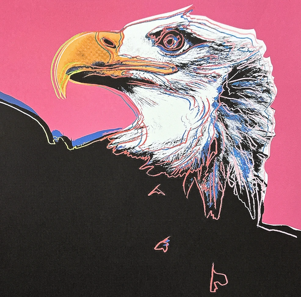 Andy Warhol - Bald Eagle sytě růžový 76/100 edice Leo Castelli s certifikátem