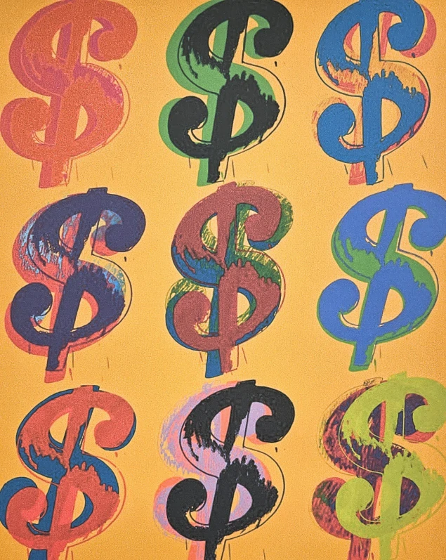 Andy Warhol - 9x Dollar Sign 41/100 - edice Leo Castelli s certifikátem