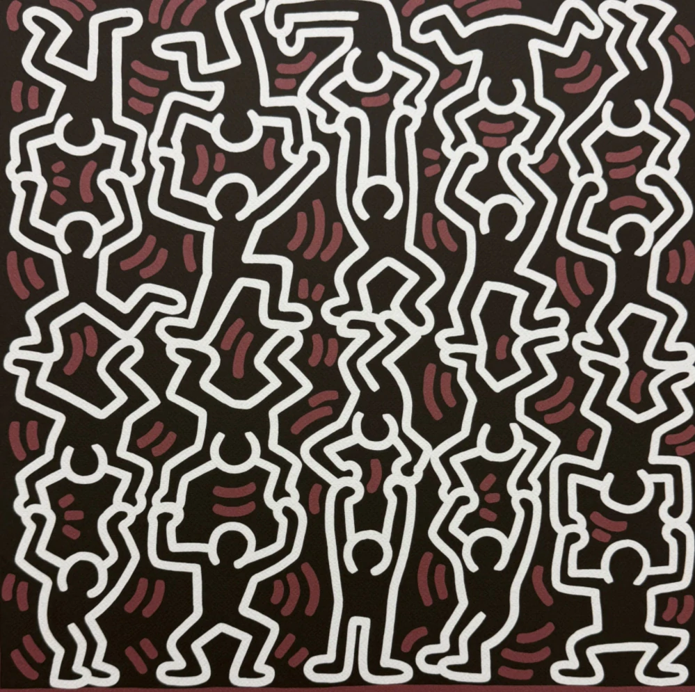Keith Haring - The Acrobats x/150 - signováno, limitovaná edice s certifikátem, 50x70 cm