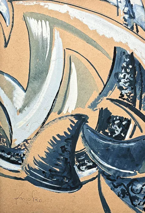 František Kupka - Abstract composition blue and beige 121/350 - limitovaná edice s certifikátem, 50x70cm