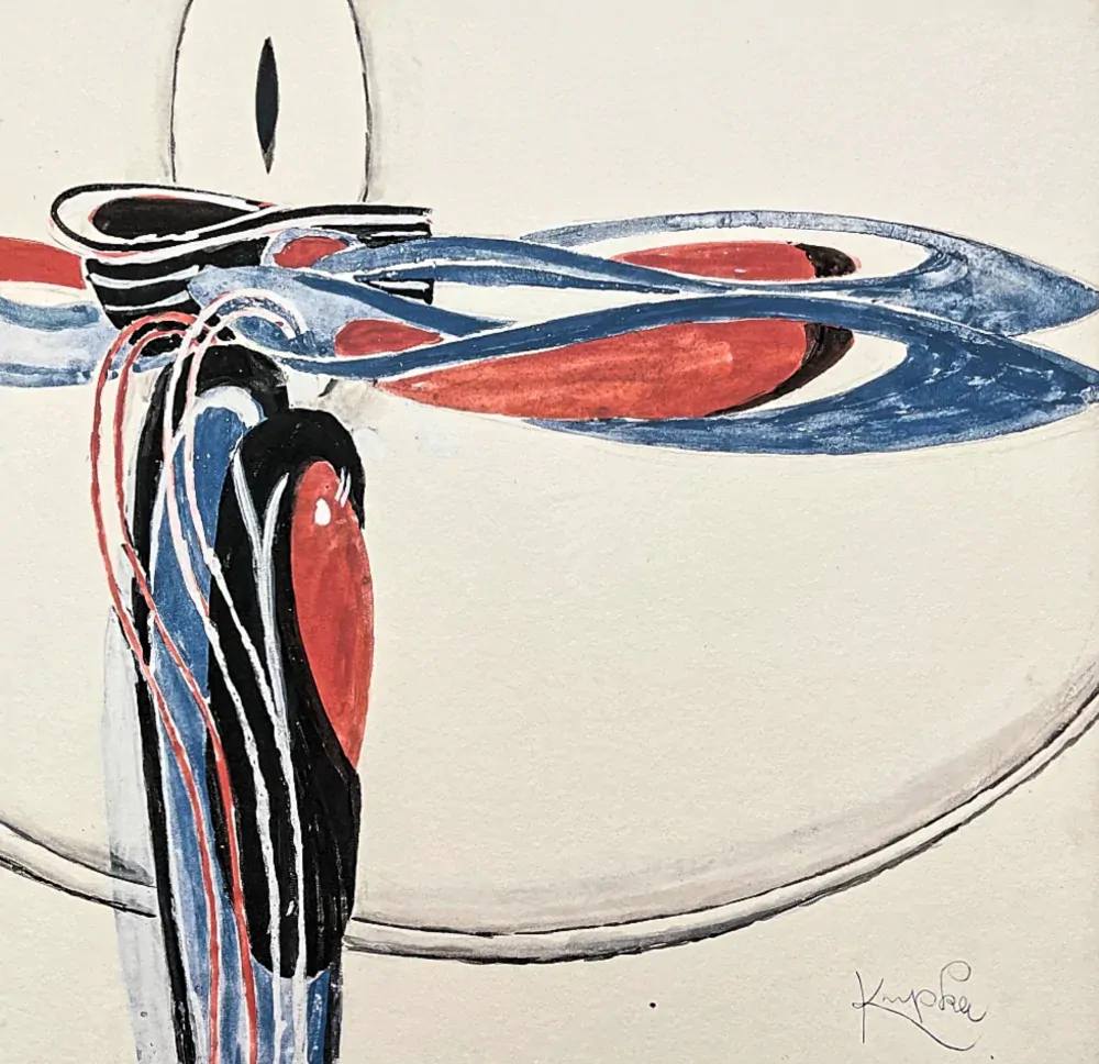 František Kupka - Abstrakce s červenou a modrou I 86/350 - limitovaná edice s certifikátem, 50x70cm