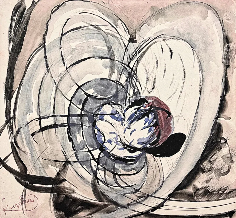 František Kupka - Abstrakce v šedé 91/350 - limitovaná edice s certifikátem, 50x70cm