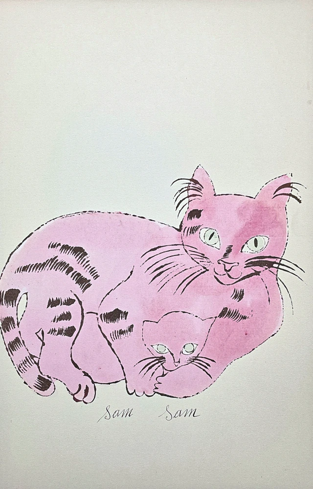 Andy Warhol - Cat Sam světle růžová ležící 24/100 - edice Leo Castelli s certifikátem