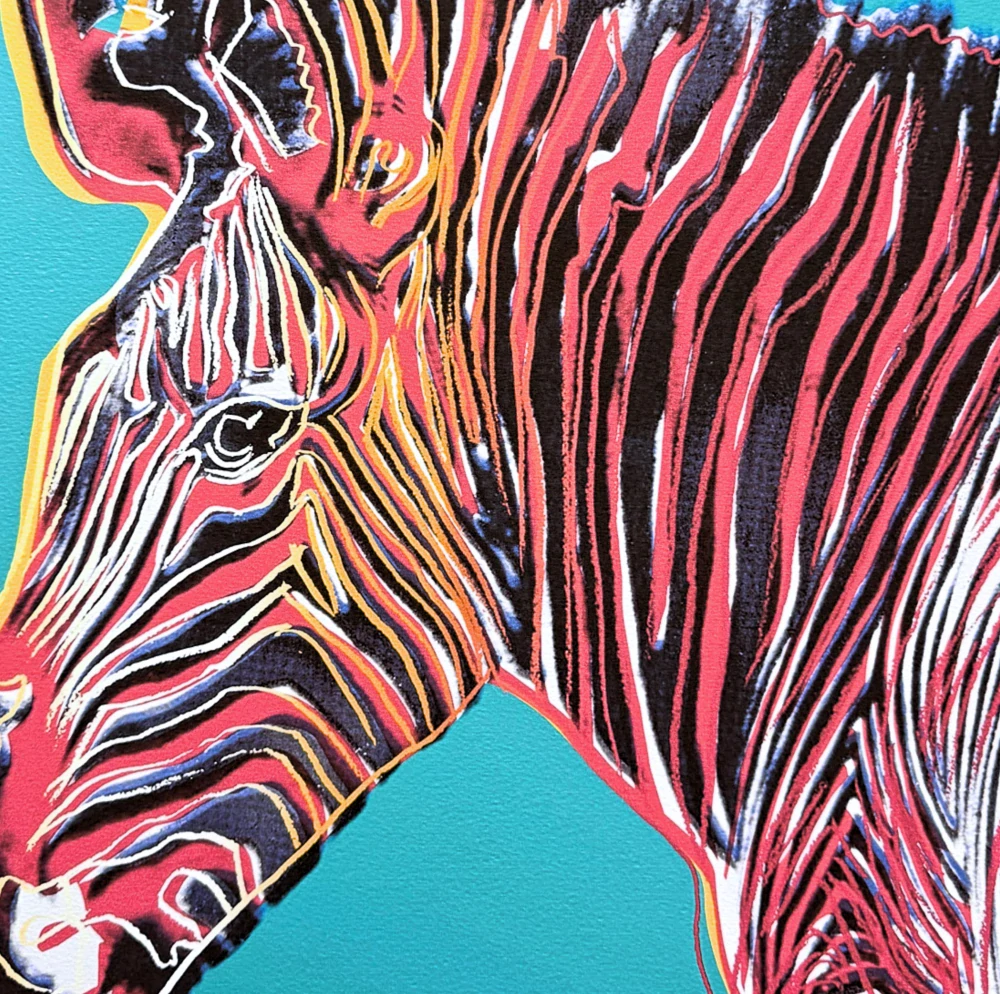 Andy Warhol - Grevys Zebra modrá 211/500 - signováno, 50x50cm, limitovaná edice CMOA s certifikátem