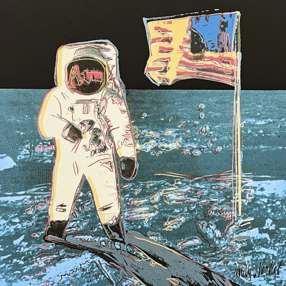Andy Warhol - Moonwalk světle modrý x/500 - signováno, 50x50cm, limitovaná edice CMOA s certifikátem