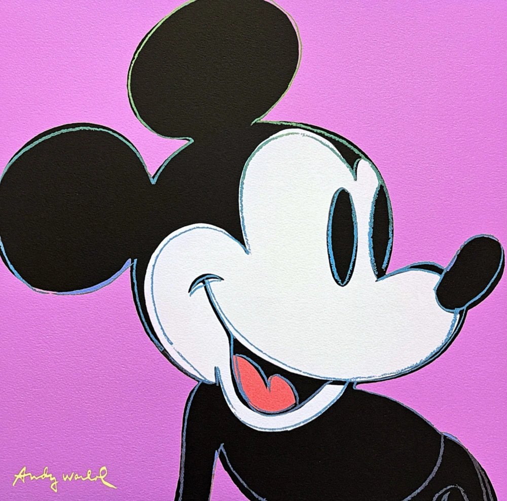 Andy Warhol - Mickey Mouse fialový 350/500 - signováno, 50x50cm, limitovaná edice CMOA s certifikátem
