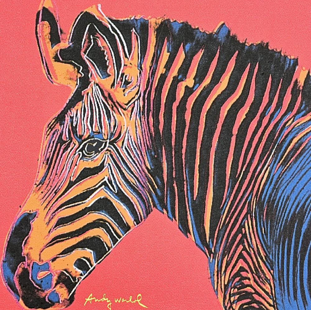 Andy Warhol - Grevys Zebra červená 135/500 - signováno, 50x50cm, limitovaná edice CMOA s certifikátem