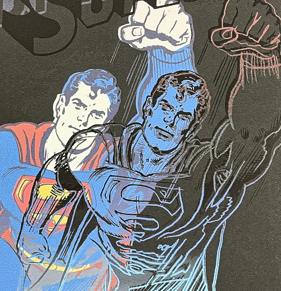 Andy Warhol - Superman černo-modrý 105/500 - signováno, 50x50cm, limitovaná edice CMOA s certifikátem