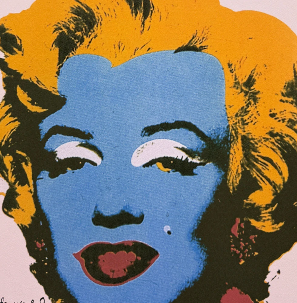 Andy Warhol - Marilyn Monroe modro-žlutá 71/500 - signováno, 50x50cm, limitovaná edice CMOA s certifikátem