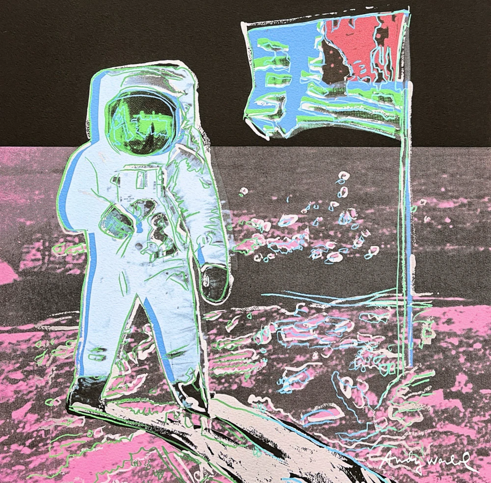Andy Warhol - Moonwalk sytě růžový x/500 - signováno, 50x50cm, limitovaná edice CMOA s certifikátem