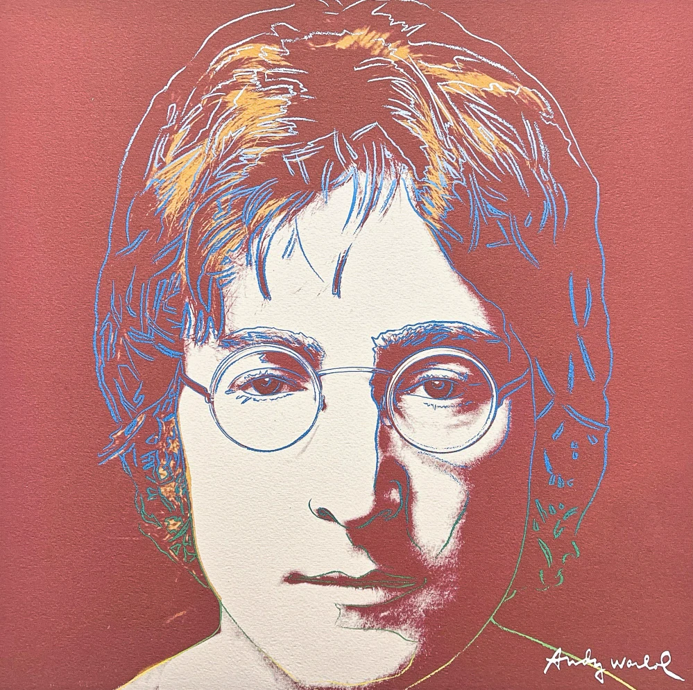 Andy Warhol - John Lennon červeno-hnědý 11/500 - signováno, 50x50cm, limitovaná edice CMOA s certifikátem