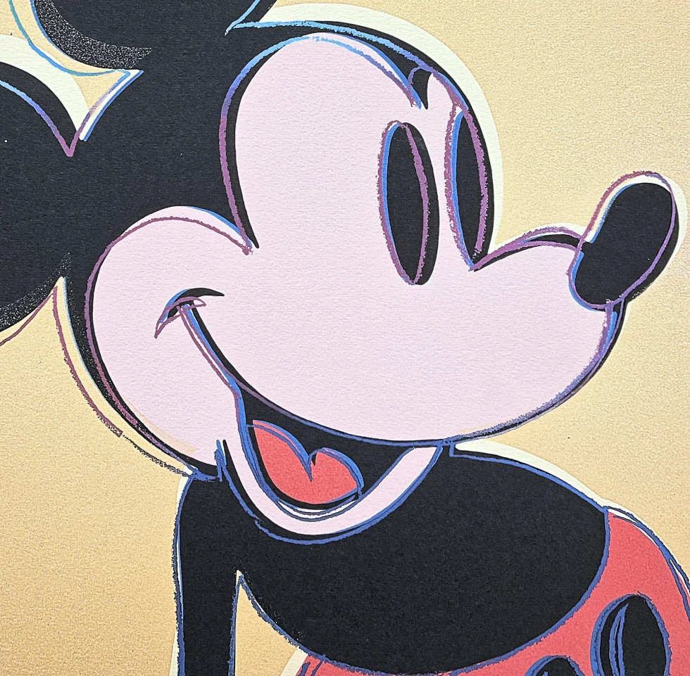 Andy Warhol - Mickey Mouse hnědo-zlatý x/500 - signováno, 50x50cm, limitovaná edice CMOA s certifikátem