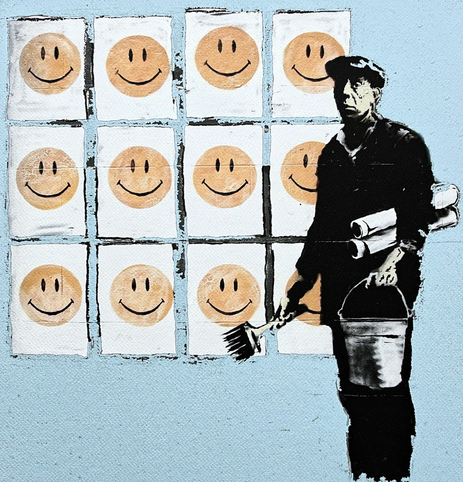 Banksy - Happy Face 73/100 - číslovaná edice s certifikátem, 50x70cm