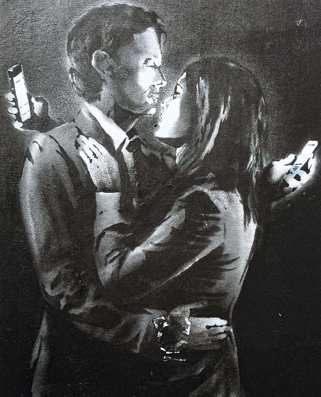 Banksy - Mobile lovers x/150 - číslovaná edice s certifikátem, 50x70cm