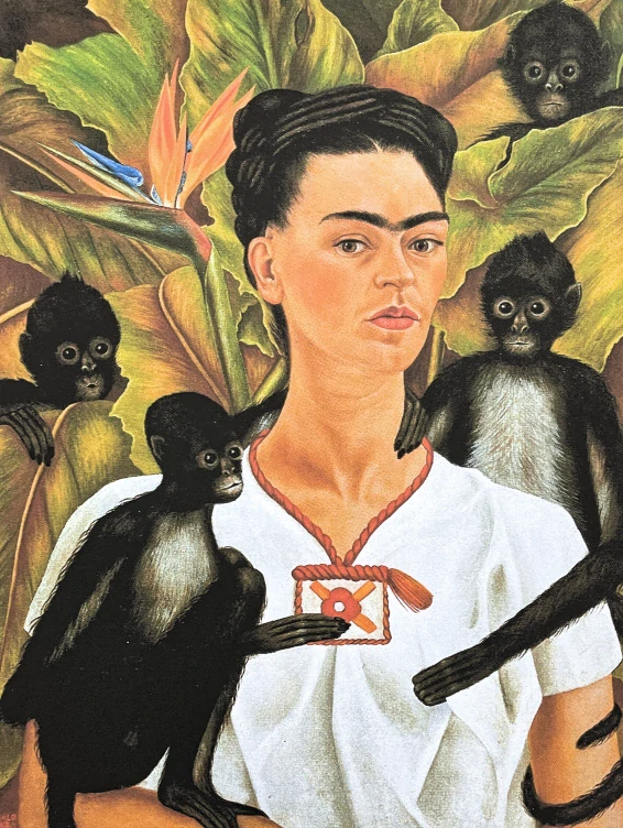 Frida Kahlo - Self Portrait with monkeys 103/250 - limitovaná edice s certifikací, 50x70cm