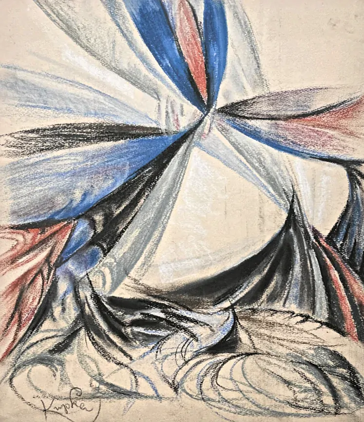František Kupka - Composition blue and orange 58/350 - limitovaná edice s certifikátem, 50x70cm