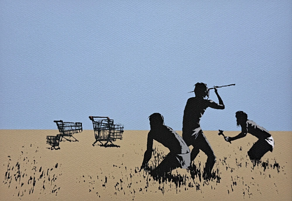 Banksy - Trolley hunters 80/150 - číslovaná edice s certifikátem, 70x50cm