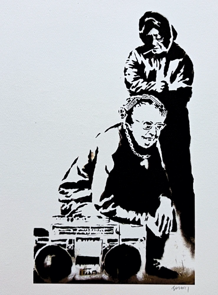 Banksy - Old school grannies 39/150 číslovaná edice s certifikátem, 50x70cm