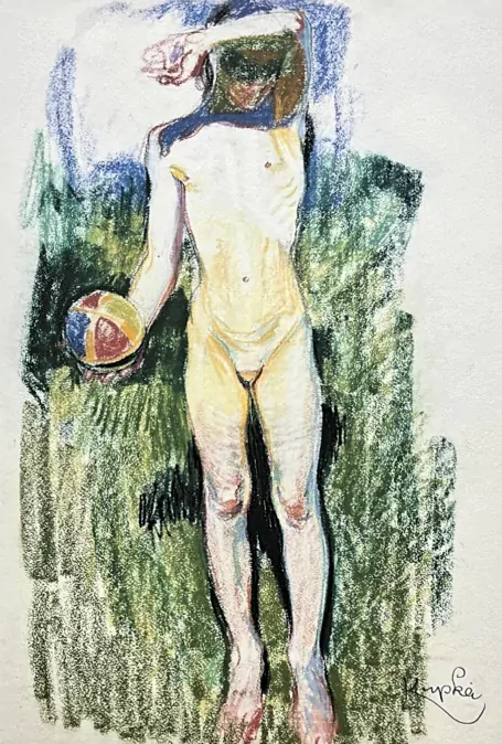 František Kupka - Girl with a ball 200/350 - limitovaná edice s certifikátem, 50x70cm