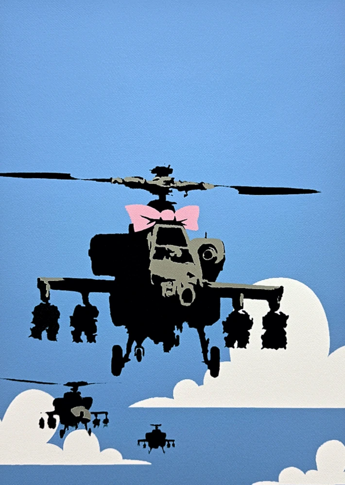 Banksy - Happy Choppers 57/150 - číslovaná edice s certifikátem, 50x70cm