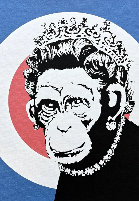 Banksy - Monkey Queen 17/150 - číslovaná edice s certifikátem, 50x70cm