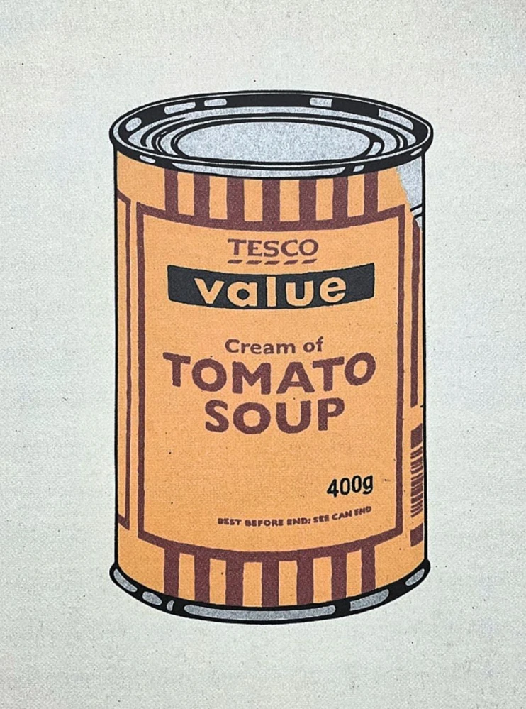 Banksy - Tesco Tomato Soup 54/150 - číslovaná edice s certifikátem, 50x70cm