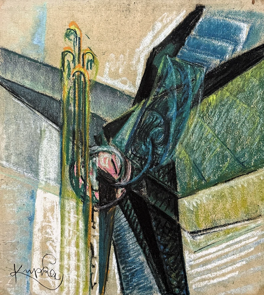 František Kupka - Abstract composition green and blue 19/350 - limitovaná edice s certifikátem, 50x70cm