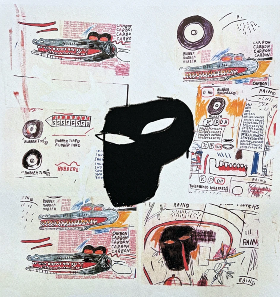 Jean-Michel Basquiat - Black Head 23/300 - limitovaná edice, signováno, 50x70cm 
