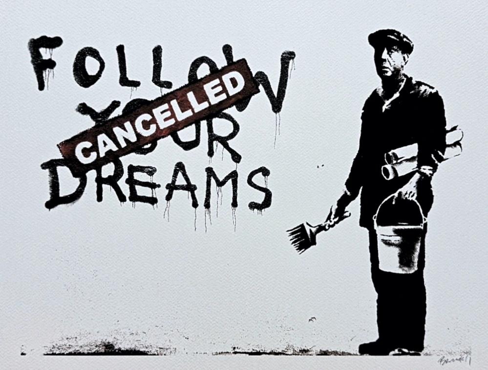 Banksy - Follow your dreams 111/150 - číslovaná edice s certifikátem, 70x50cm