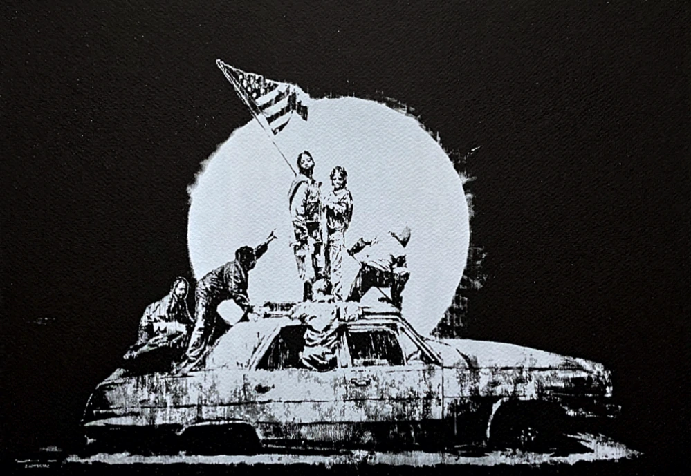 Banksy - Flag 99/150 - číslovaná edice s certifikátem, 70x50cm
