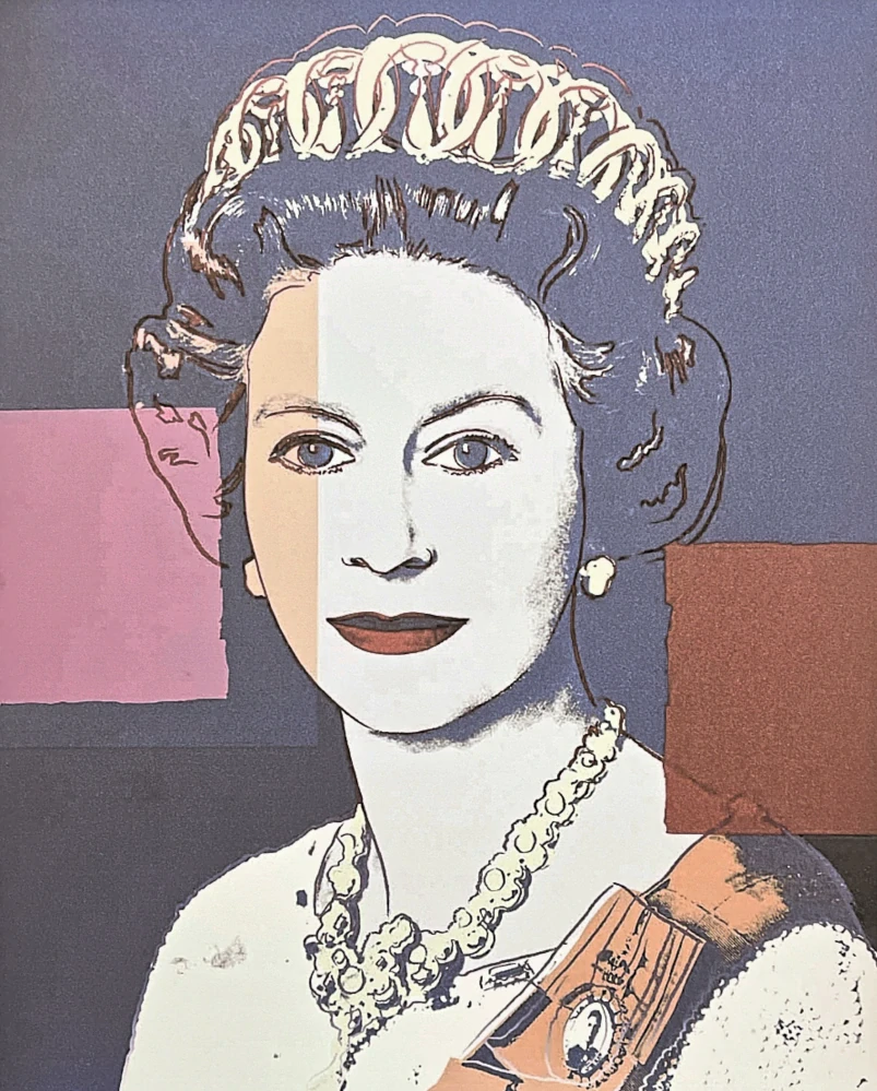 Andy Warhol - Queen Elizabeth II. modro hnědá 70/100 - edice Leo Castelli s certifikátem