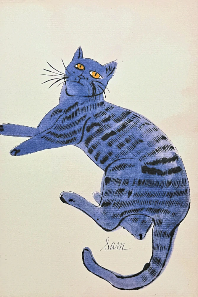 Andy Warhol - Cat Sam - tmavě modrý ležící 47/100 - edice Leo Castelli s certifikátem